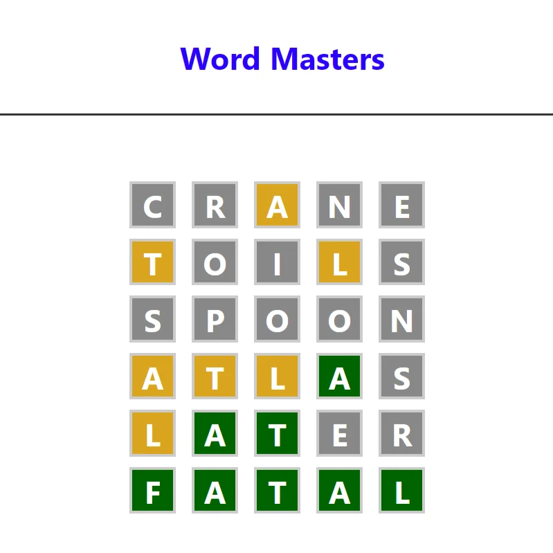 Word Masters Project Screenshot.